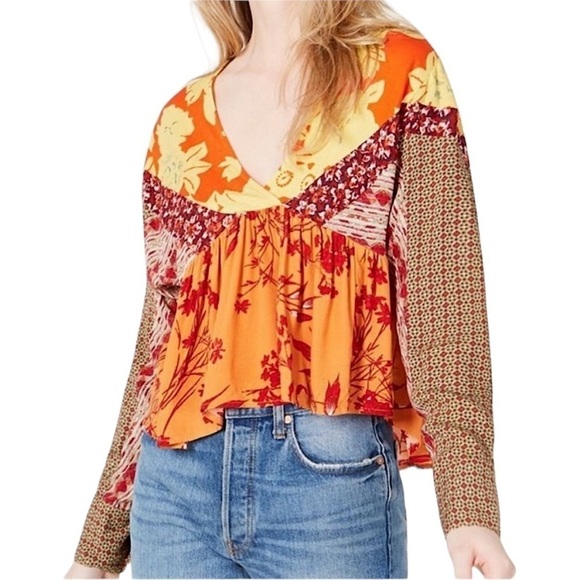 Free People Tops - Free People Medium Aloha State of Mind Patchwork Dolman Festival Blouse O3